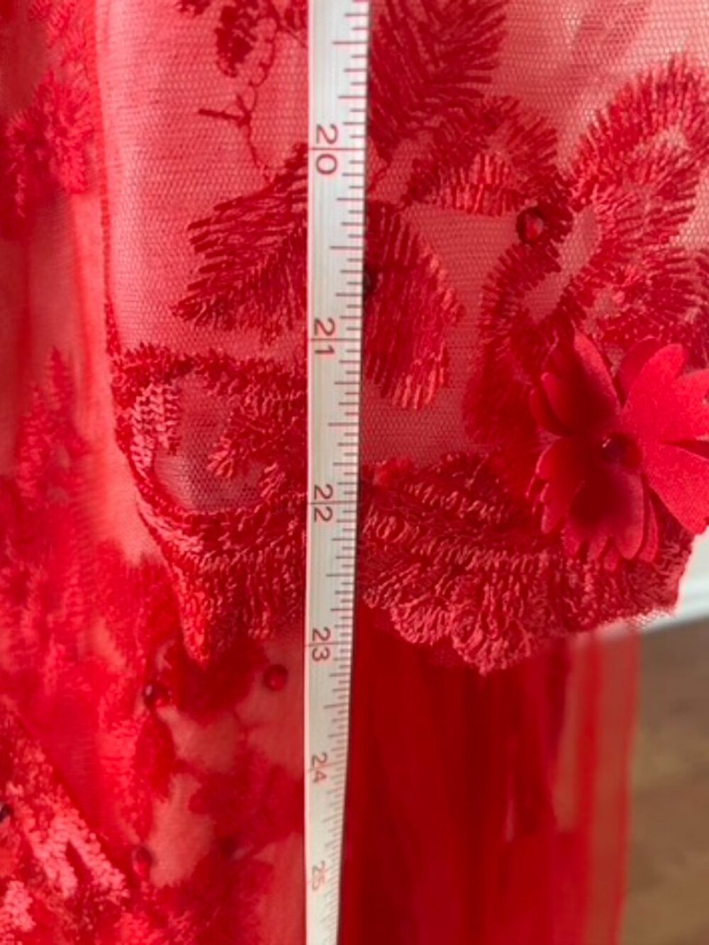 Elegant Red Lace Prom Dress A Line Knee Length Appliques Size Small - Picture 16 of 16